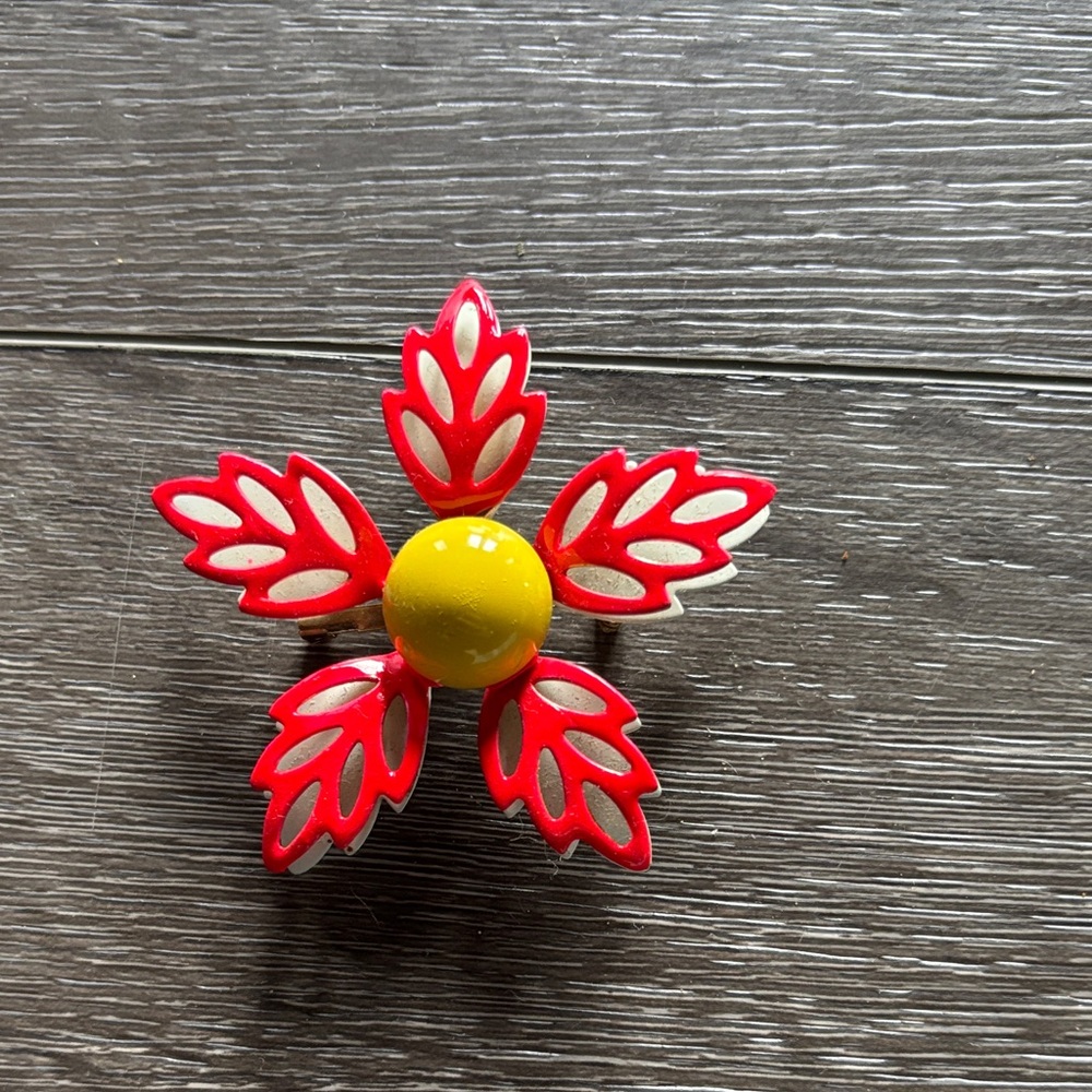 Red and Yellow Floral broach